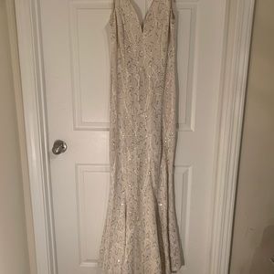 Nude lace evening dress